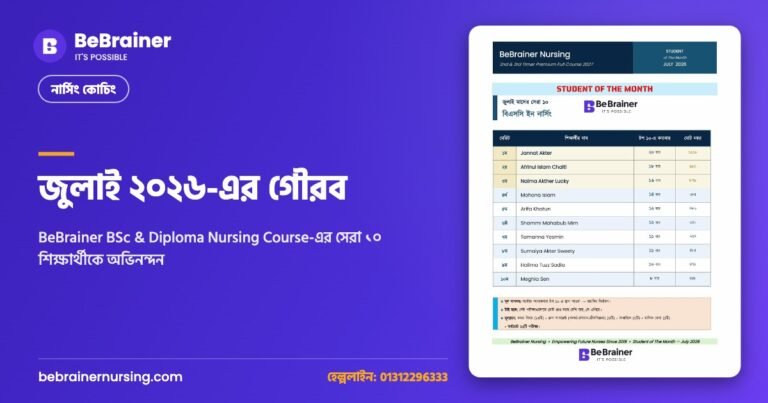 জুলাই ২০২৬-এর গৌরব: BeBrainer BSc & Diploma Nursing Course-এর সেরা ১০ শিক্ষার্থীকে অভিনন্দন
